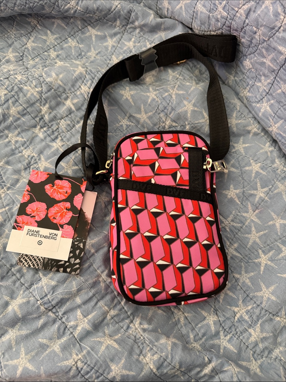 NWT Diane Von Furstenberg X Target Pink Geometric Mini Crossbody